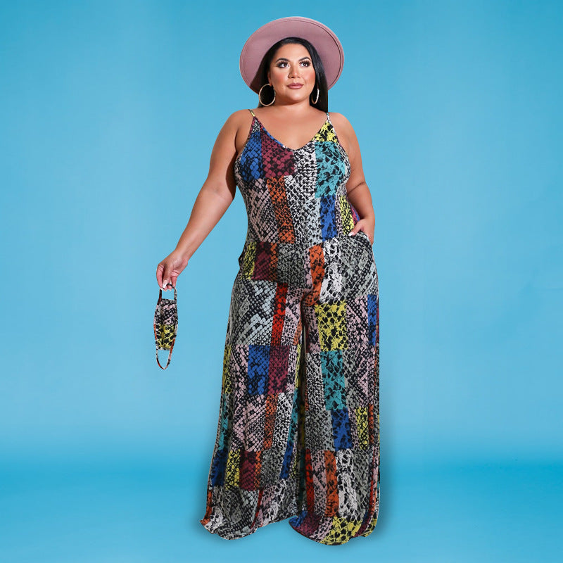 LADIES PLUS SIZE JUMPSUIT COLOUR AS SHOWN (SIZE S - 5XL)