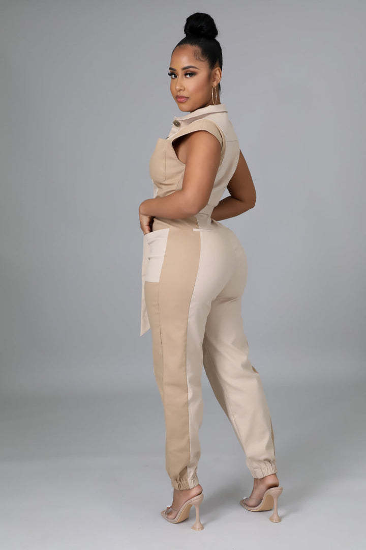 LADIES PLUS SIZE ONE PIECE JUMPSUIT KHAKI / OLIVE GREEN (SIZE S - 5XL)