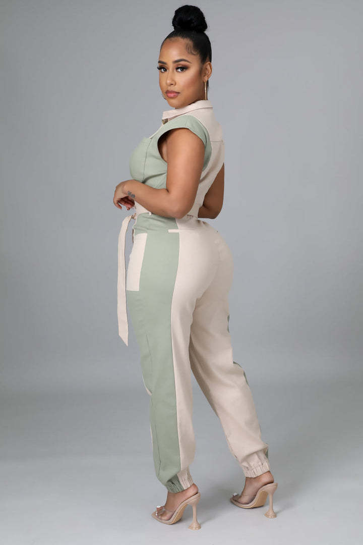 LADIES PLUS SIZE ONE PIECE JUMPSUIT KHAKI / OLIVE GREEN (SIZE S - 5XL)