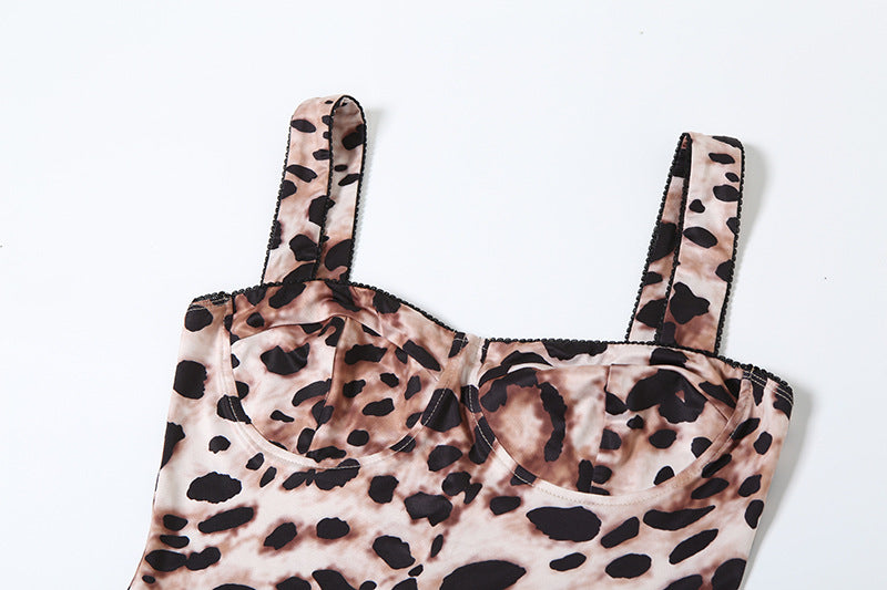 LADIES ONE PIECE LEOPARD JUMPSUIT LEOPARD (SIZE S - L)