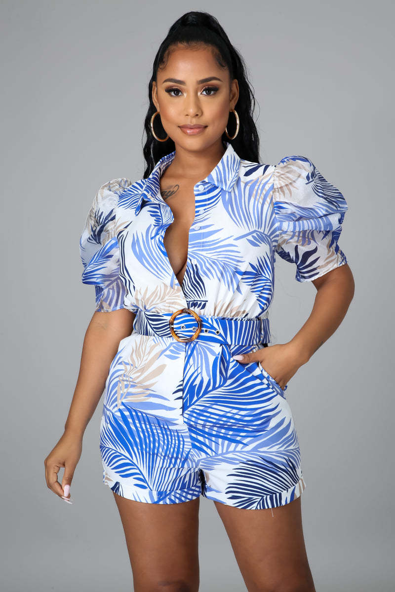 LADIES SHORT SLEEVE PLAYSUIT / ROMPER (SIZE S - 2XL)
