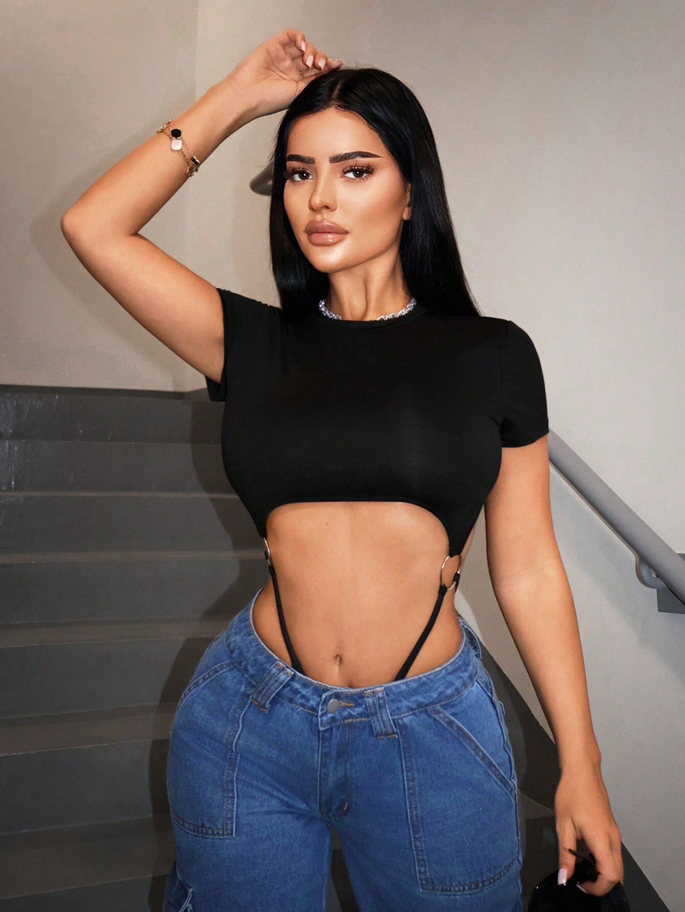 LADIES BLACK PLAYSUIT BODYSUIT BLACK (SIZE S - XL)