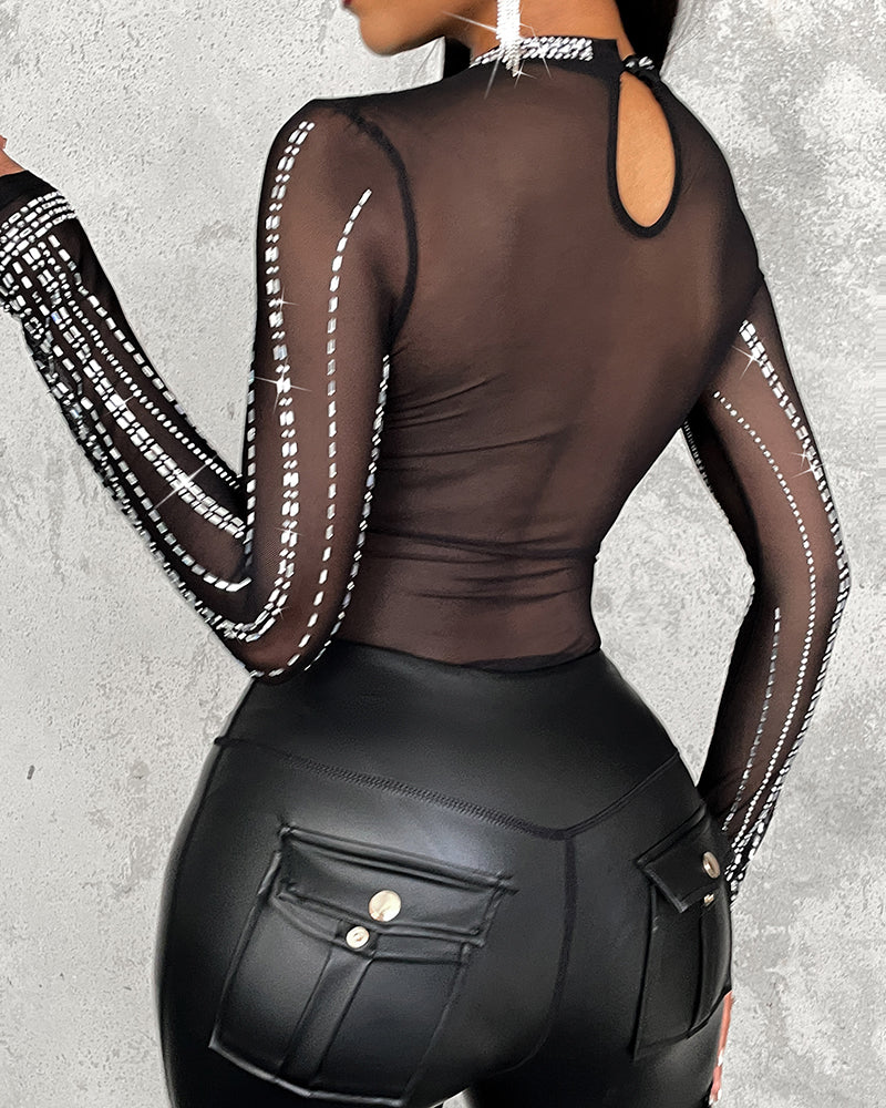 LADIES MESH BODYSUIT BLACK (SIZE S - XL)