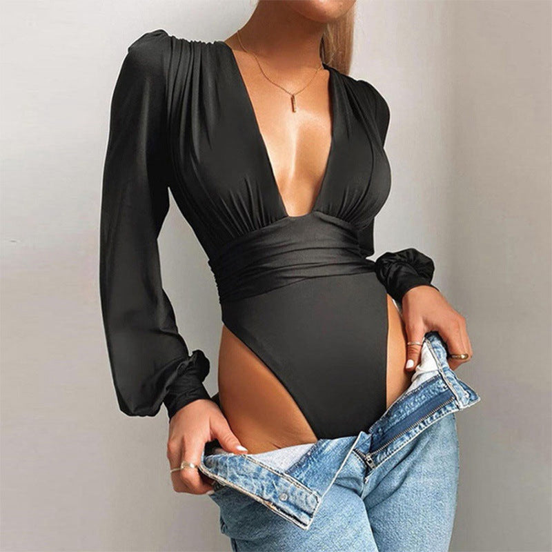 LADIES LONG SLEEVE BODYSUIT WHITE / RED / GREEN OLIVE / BLACK (SIZE S - 2XL)
