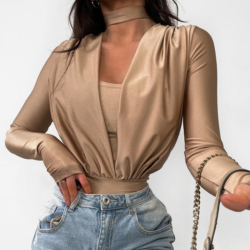 LADIES LONG SLEEVE BODYSUIT BLACK / KHAKI / RED / GREEN / GRAY (SIZE S - XL)