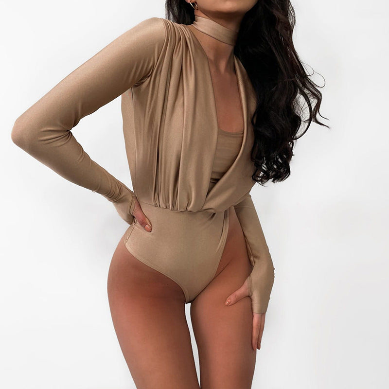LADIES LONG SLEEVE BODYSUIT BLACK / KHAKI / RED / GREEN / GRAY (SIZE S - XL)