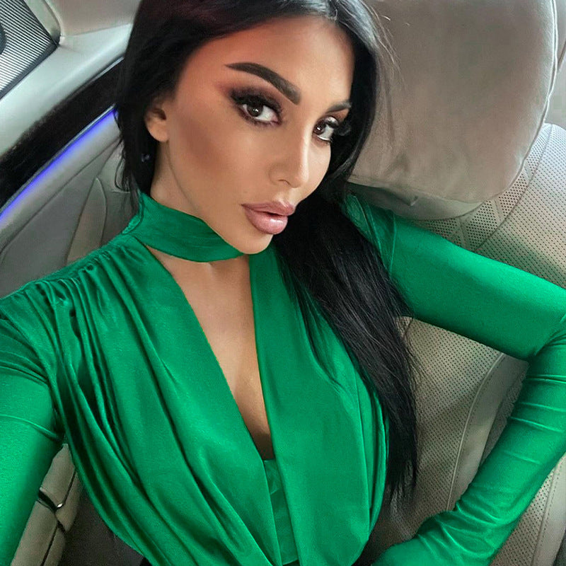 LADIES LONG SLEEVE BODYSUIT BLACK / KHAKI / RED / GREEN / GRAY (SIZE S - XL)