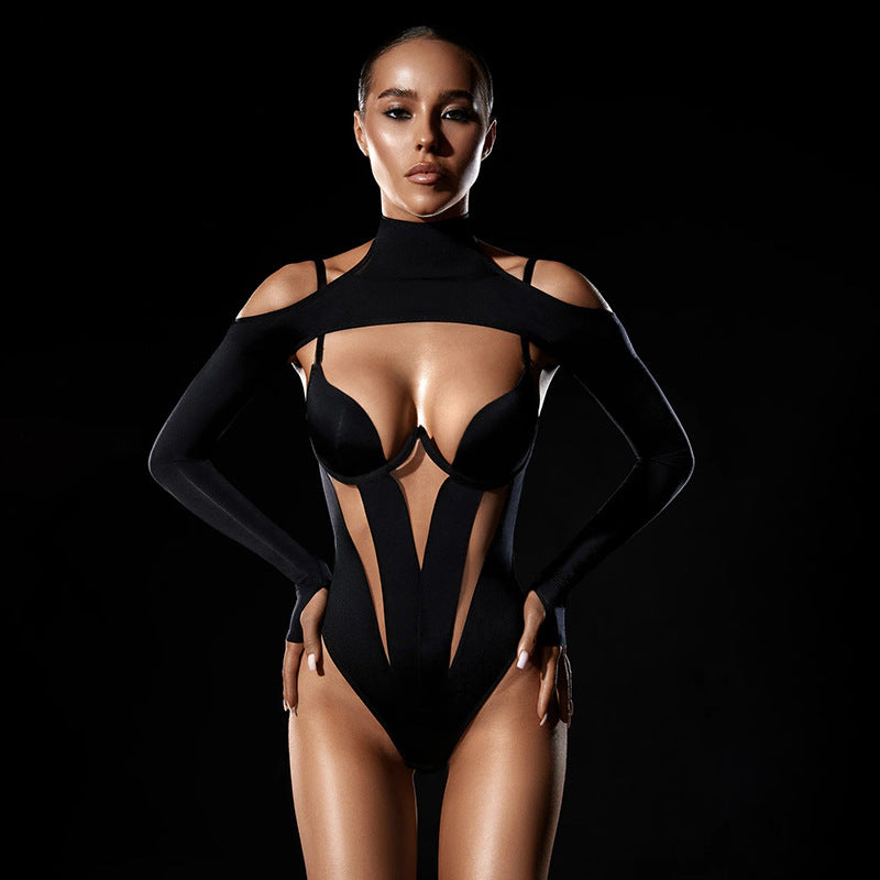LADIES MESH BODYSUIT BLACK (SIZE S - L)