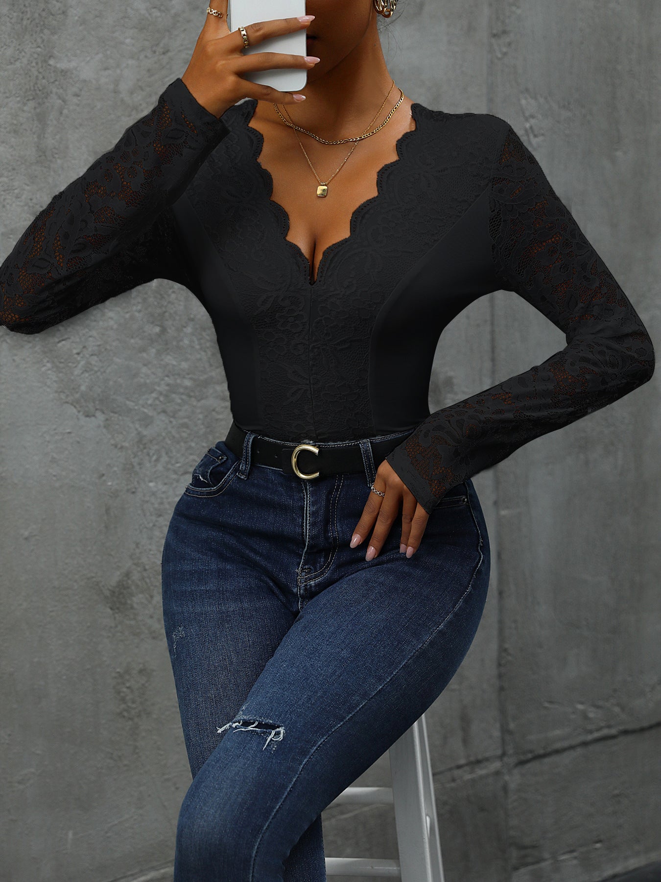 LADIES BODYSUIT WHITE / BLACK (SIZE S - XL)