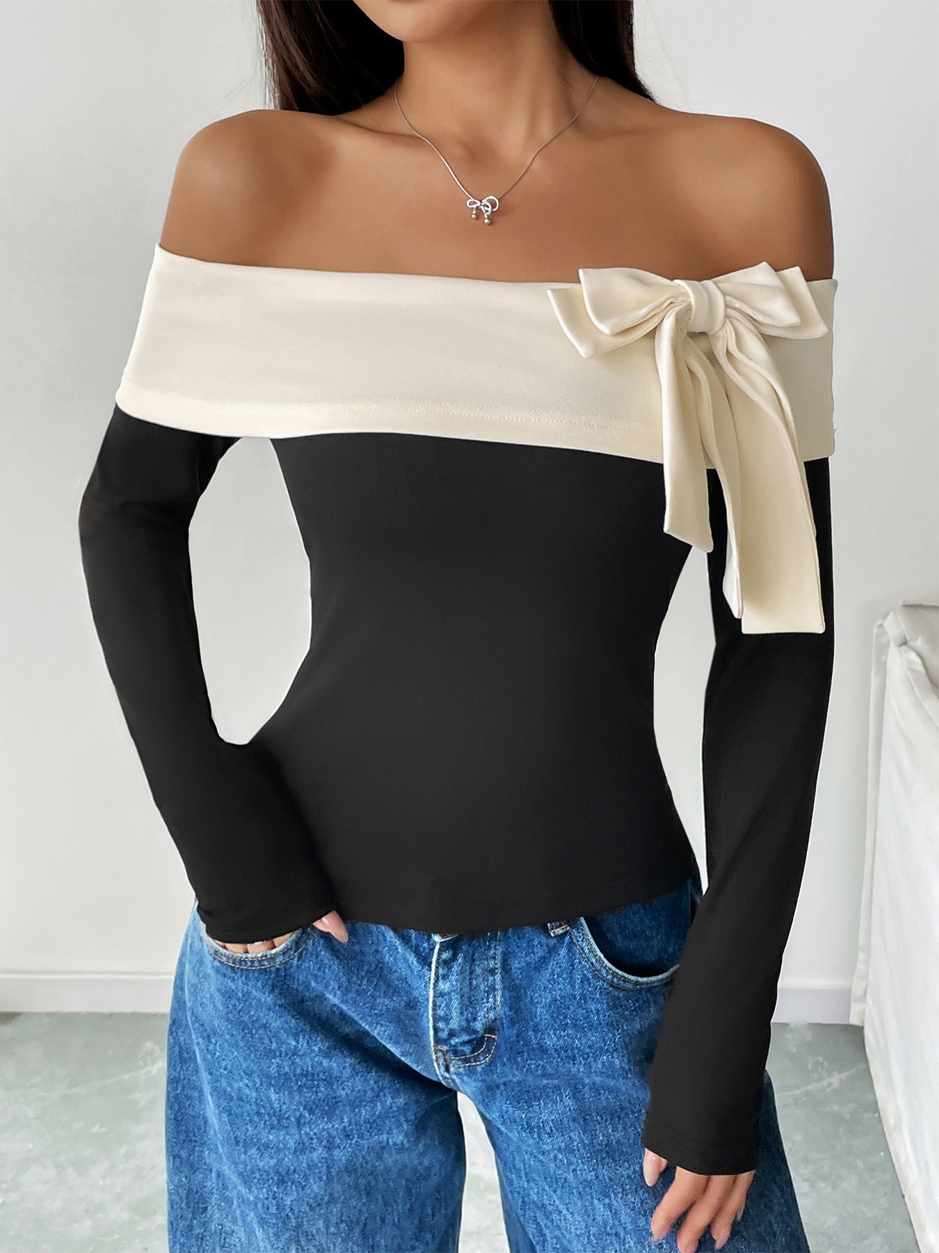 LADIES OFF THE SHOUDER TOP BLACK (SIZE S - XL)