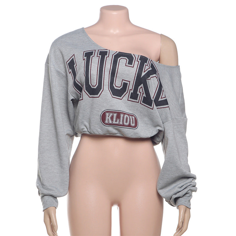 LADIES OFF THE SHOULDER CROPPED TOP GRAY (SIZE S - L)