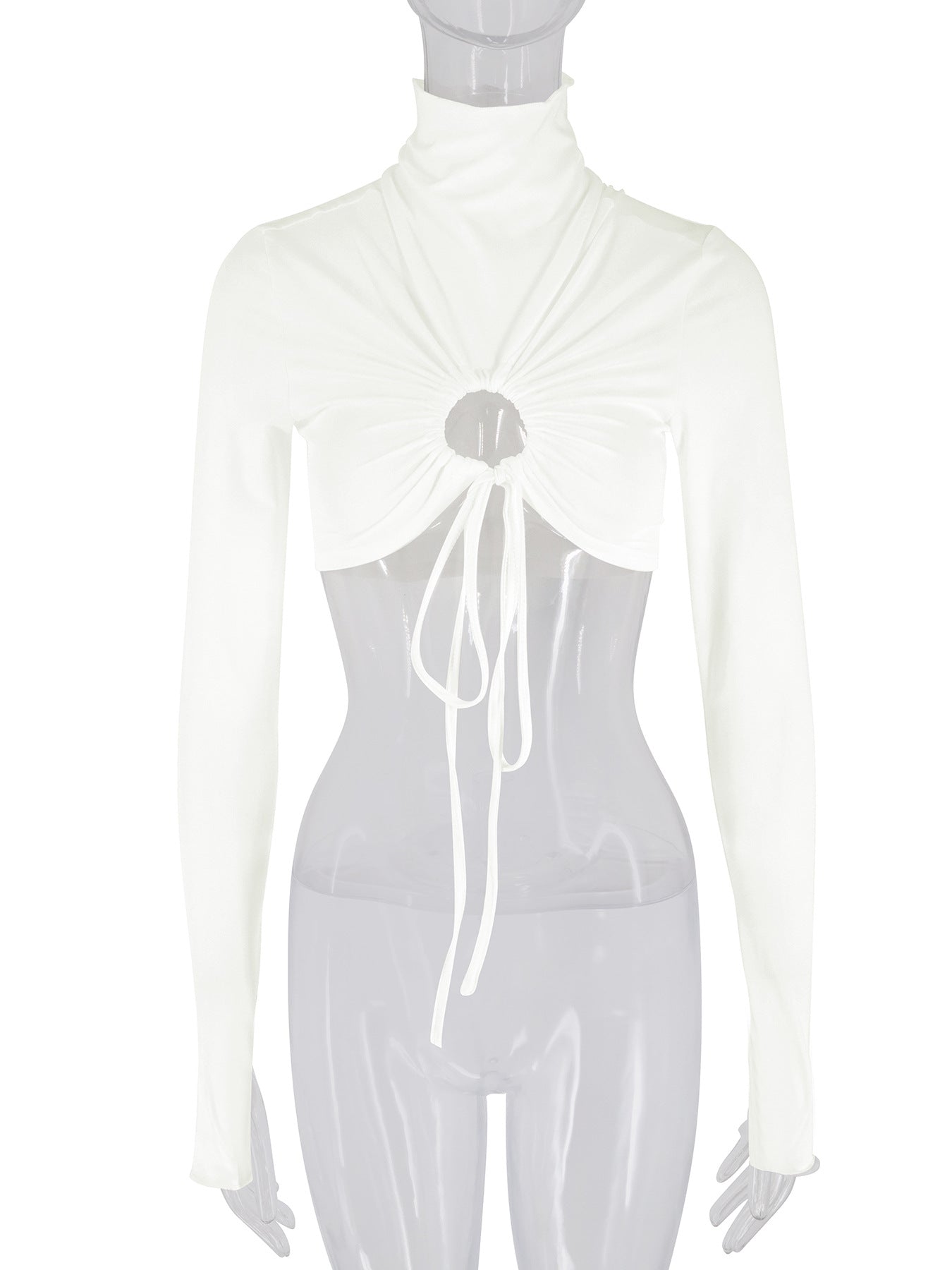 LADIES LONG SLEEVE CROP TOP WHITE (SIZE S - L)