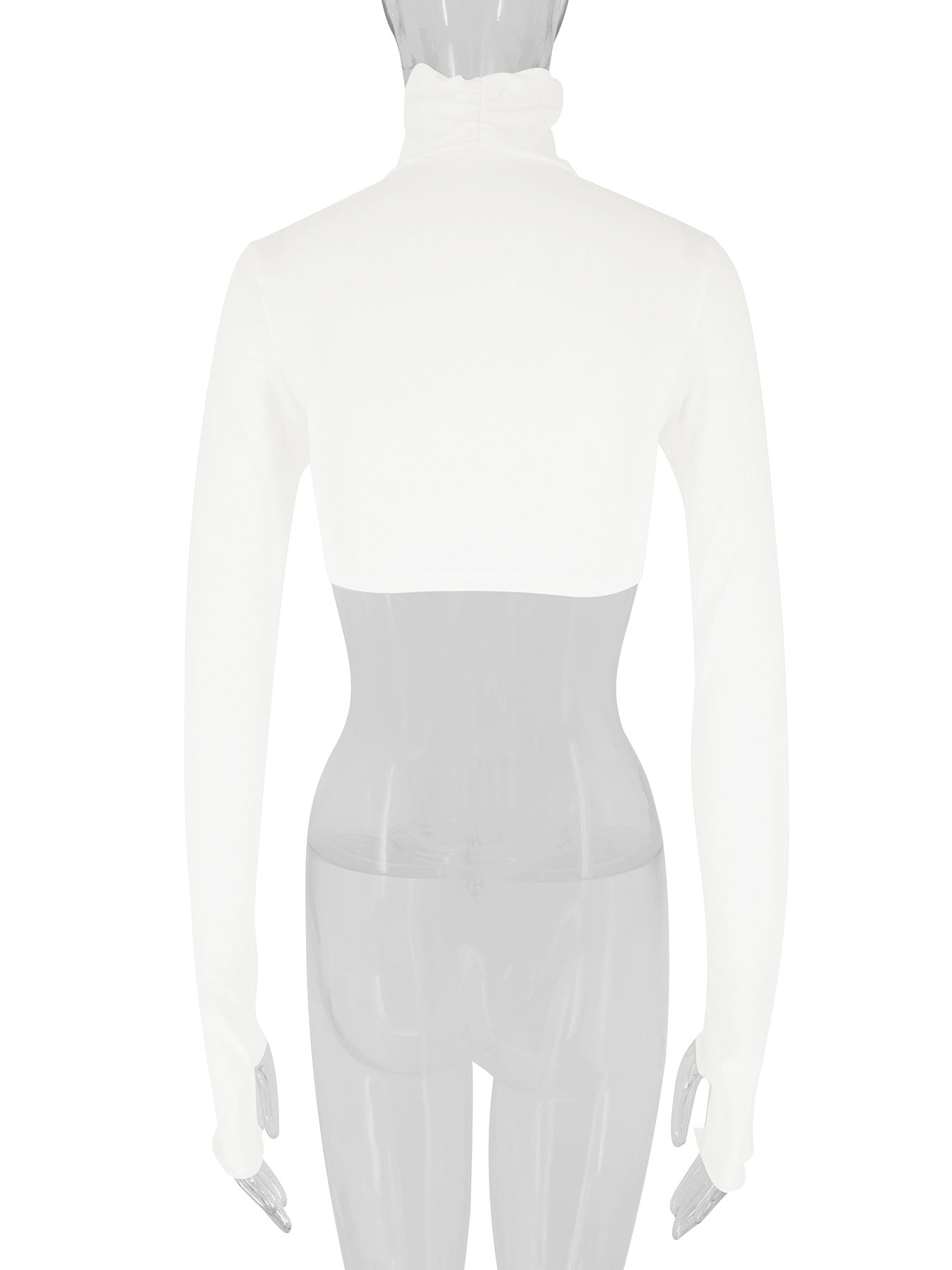 LADIES LONG SLEEVE CROP TOP WHITE (SIZE S - L)