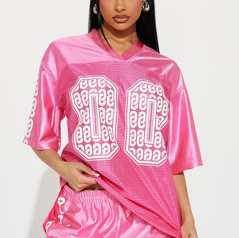 LADIES PRINTED T-SHIRT PINK (SIZE S - 2XL)