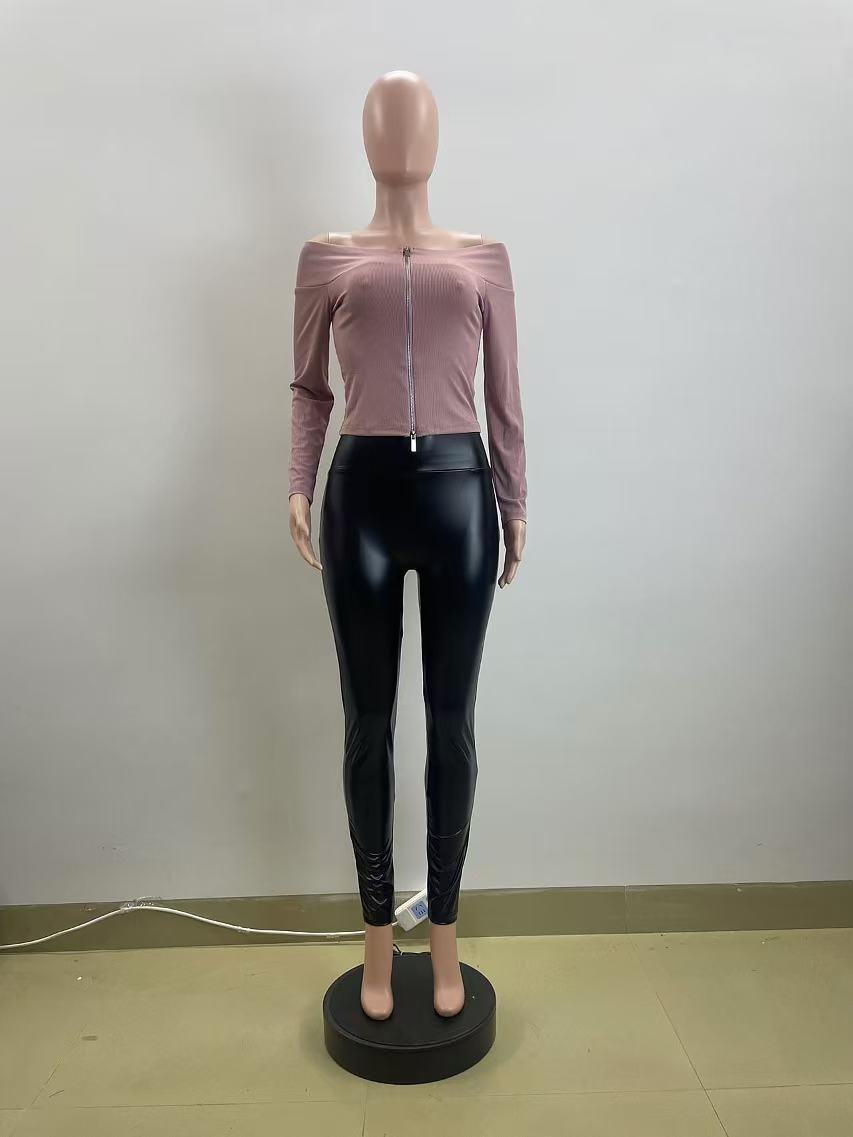 LADIES OFF THE SHOULDER LONG SLEEVE TOP LIGHT COFFEE (SIZE S - 2XL)