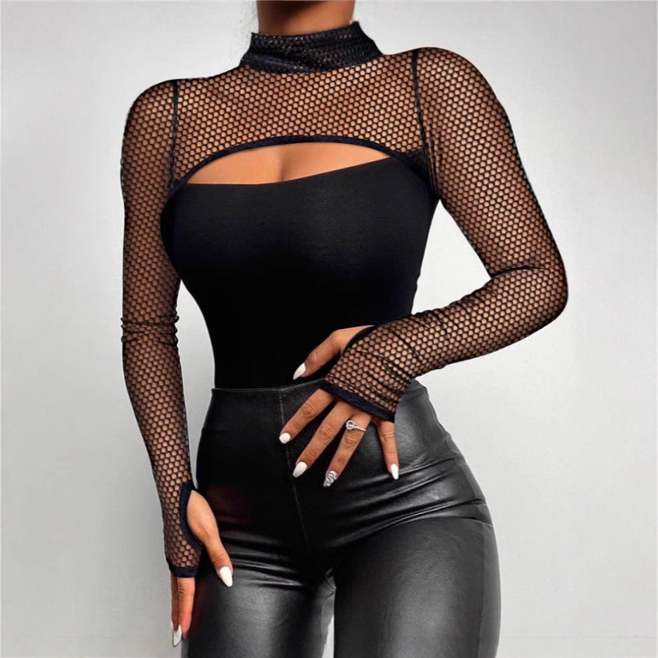 LADIES LONG SLEEVE TOP BLACK (SIZE S - XL)