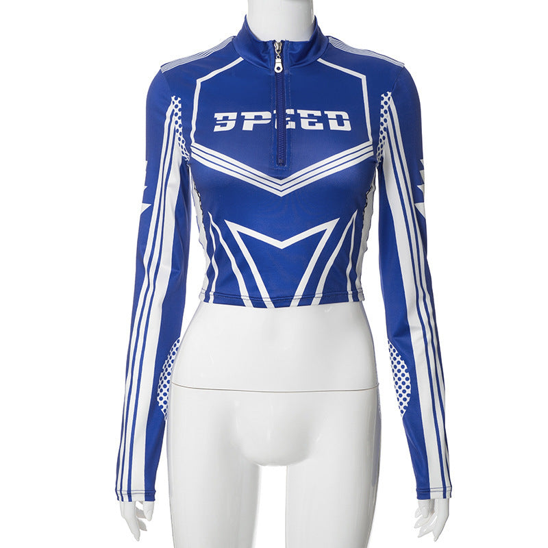 LADIES LONG SLEEVE TOP BLUE / BLACK (SIZE S - L)