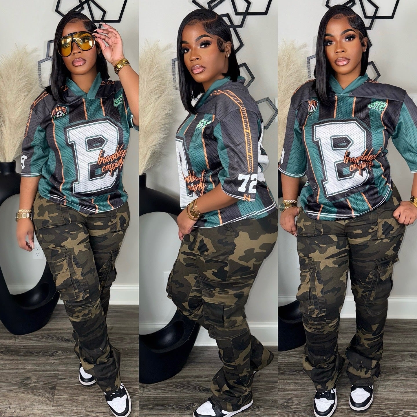 LADIES PRINTED T-SHIRT BLACK / BLUE / GREEN (FREE SIZE)