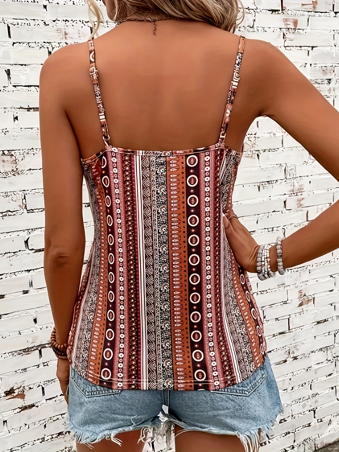 LADIES V-NECK STRAPPY TOP WINE RED / PINK (SIZE S - 2XL)