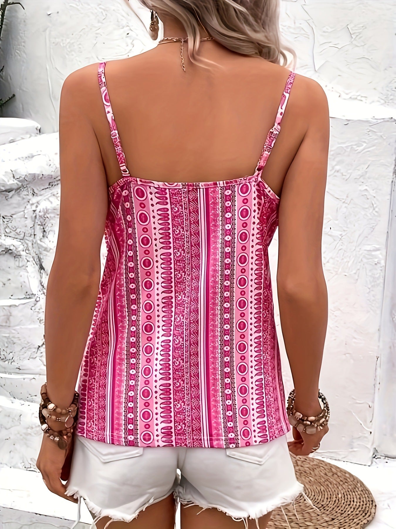 LADIES V-NECK STRAPPY TOP WINE RED / PINK (SIZE S - 2XL)