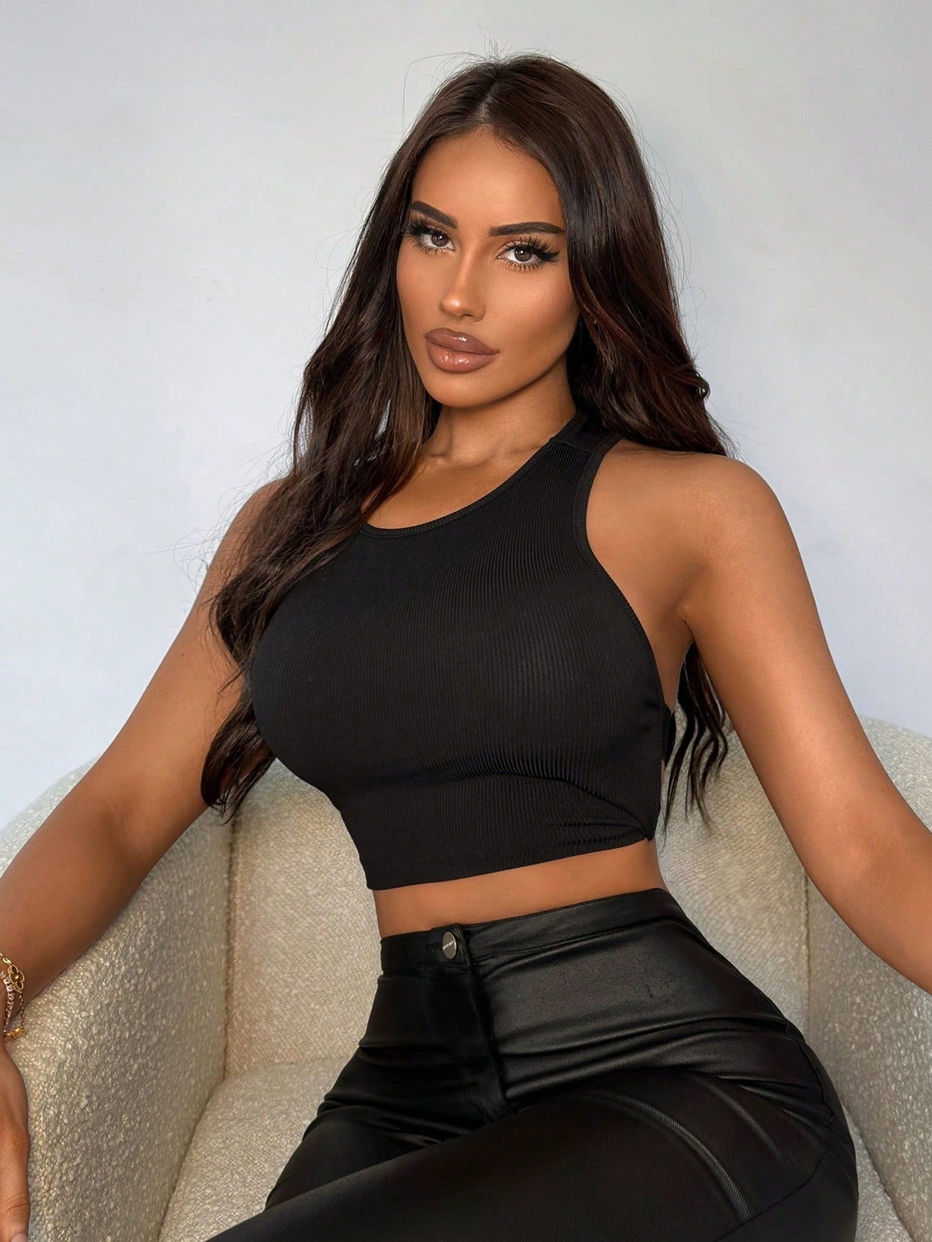 LADIES TANK TOP BLACK (SIZE S - XL)