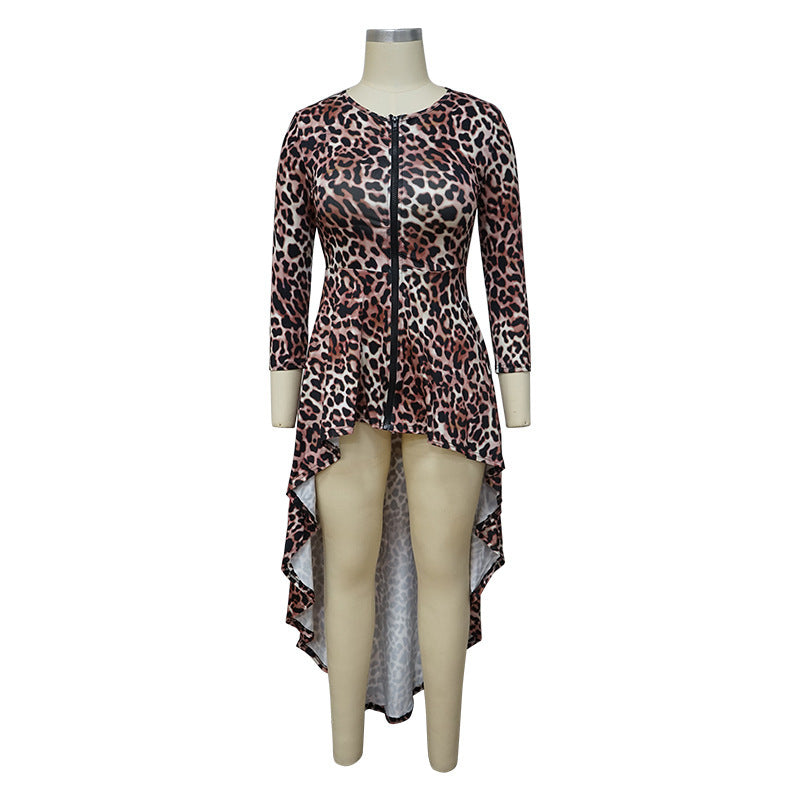 LADIES LONG SLEEVE DRESS / TOP LEOPARD (SIZE S - 2XL)