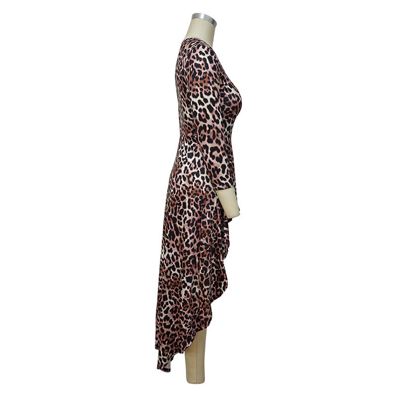 LADIES LONG SLEEVE DRESS / TOP LEOPARD (SIZE S - 2XL)