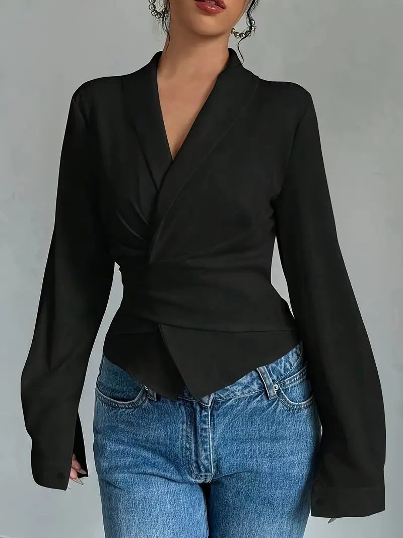 LADIES LONG SLEEVE TOP BLACK (SIZE S - 2XL)