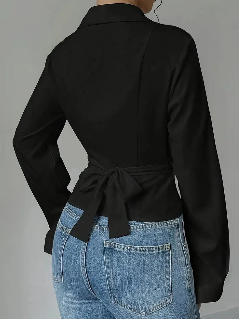 LADIES LONG SLEEVE TOP BLACK (SIZE S - 2XL)