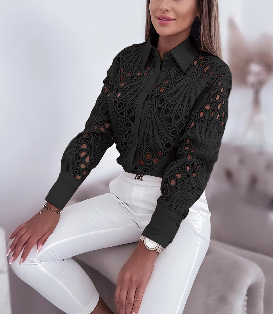 LADIES LONG SLEEVE SHIRT WHITE / BLACK / PINK (SIZE S - 2XL)