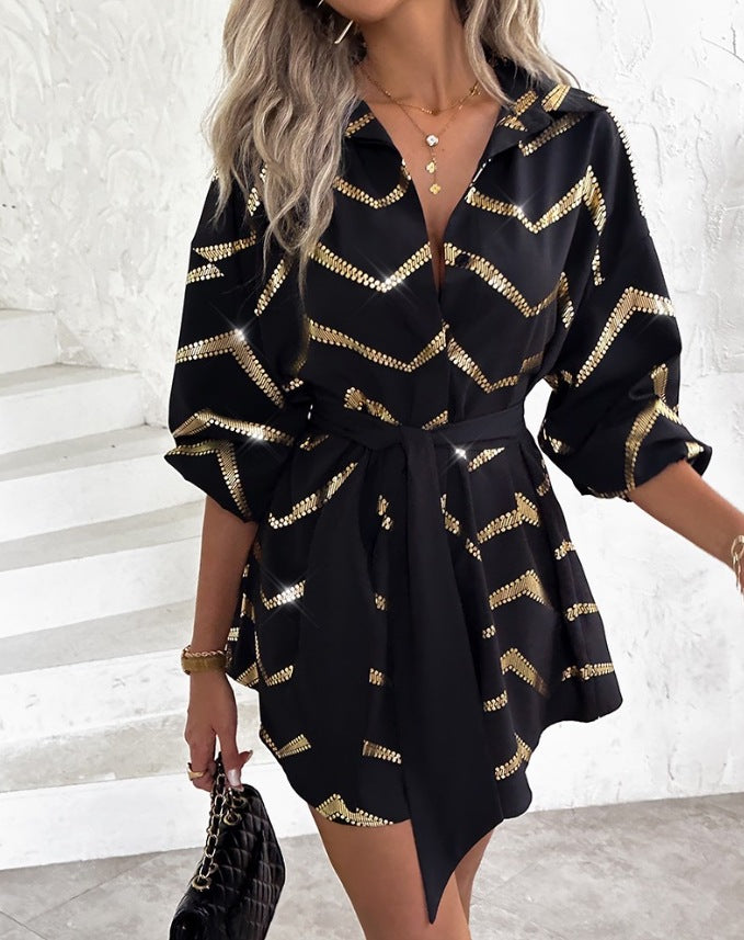 LADIES LONG SLEEVE DRESS / SHIRT BLACK / BLUE / RED (SIZE S - 2XL)