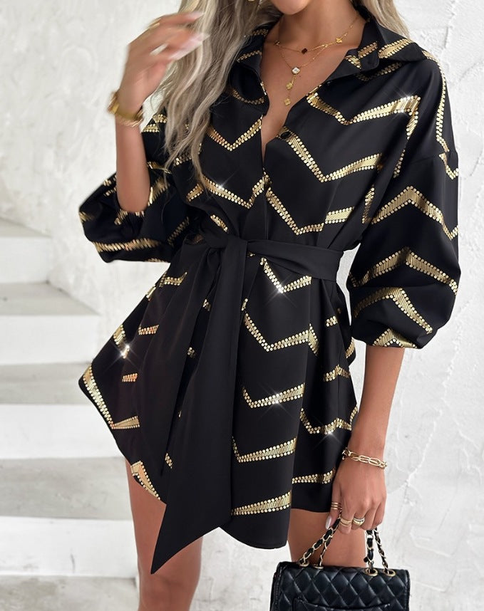 LADIES LONG SLEEVE DRESS / SHIRT BLACK / BLUE / RED (SIZE S - 2XL)