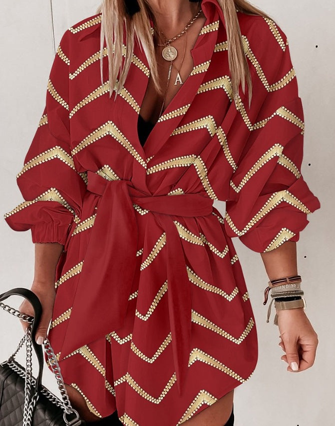 LADIES LONG SLEEVE DRESS / SHIRT BLACK / BLUE / RED (SIZE S - 2XL)
