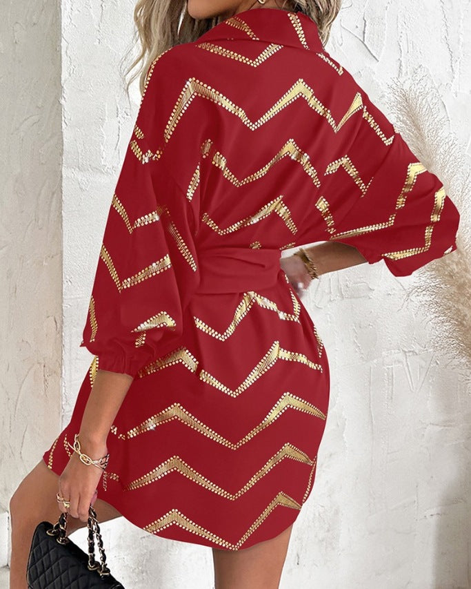 LADIES LONG SLEEVE DRESS / SHIRT BLACK / BLUE / RED (SIZE S - 2XL)