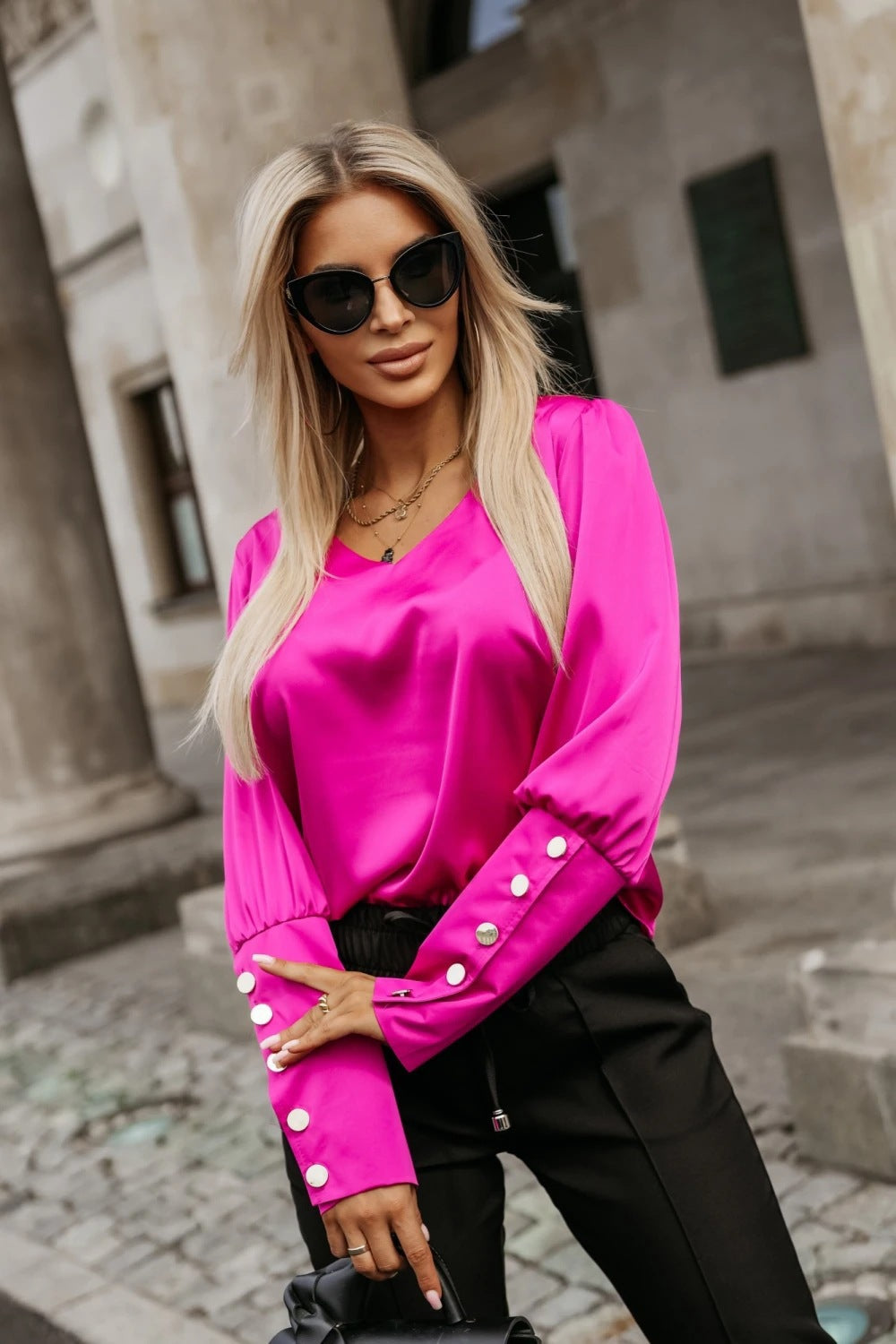 LADIES LONG SLEEVE SHIRT DARK PINK / DARK BLUE / KHAKI (SIZE S - 2XL)