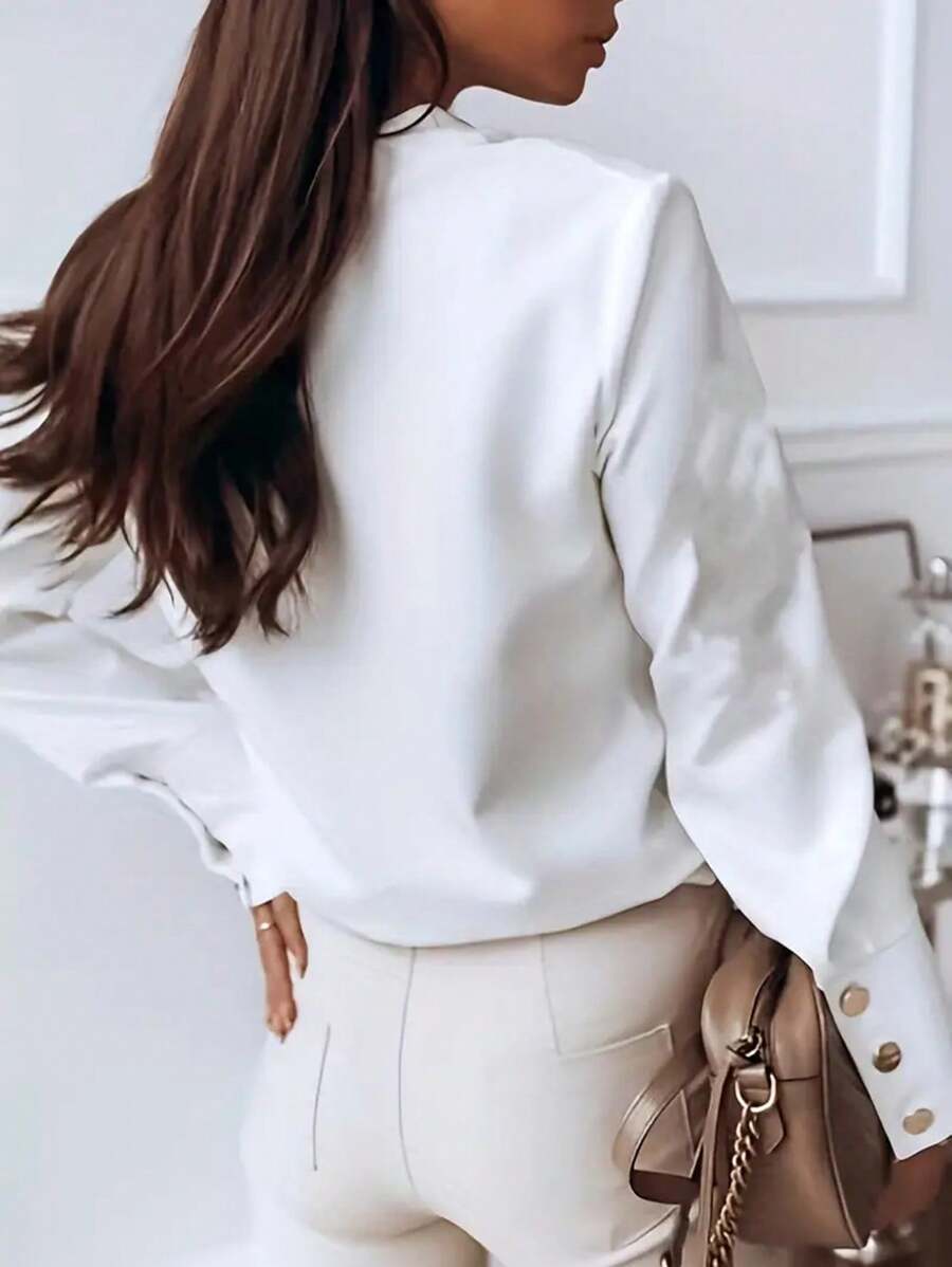 LADIES LONG SLEEVE SHIRT WHITE (SIZE S - 2XL)