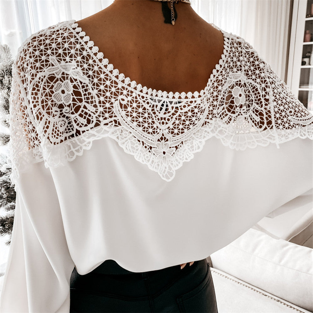 LADIES LONG SLEEVE SHIRT WHITE / BLACK (SIZE S - 2XL)