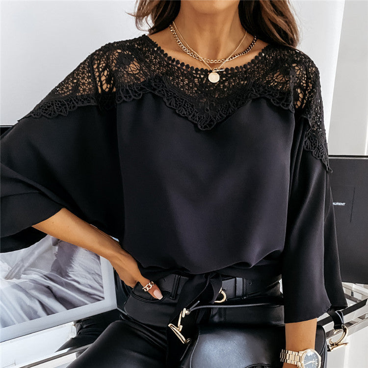 LADIES LONG SLEEVE SHIRT WHITE / BLACK (SIZE S - 2XL)