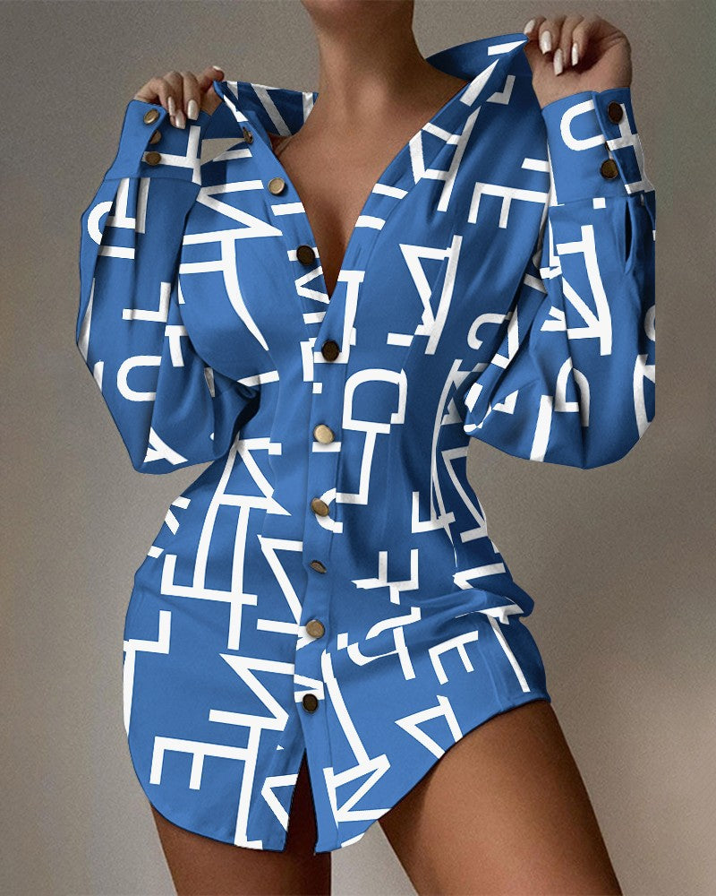 LADIES LONG SLEEVE BLOUSE / SHIRT BLUE (SIZE S - 2XL)