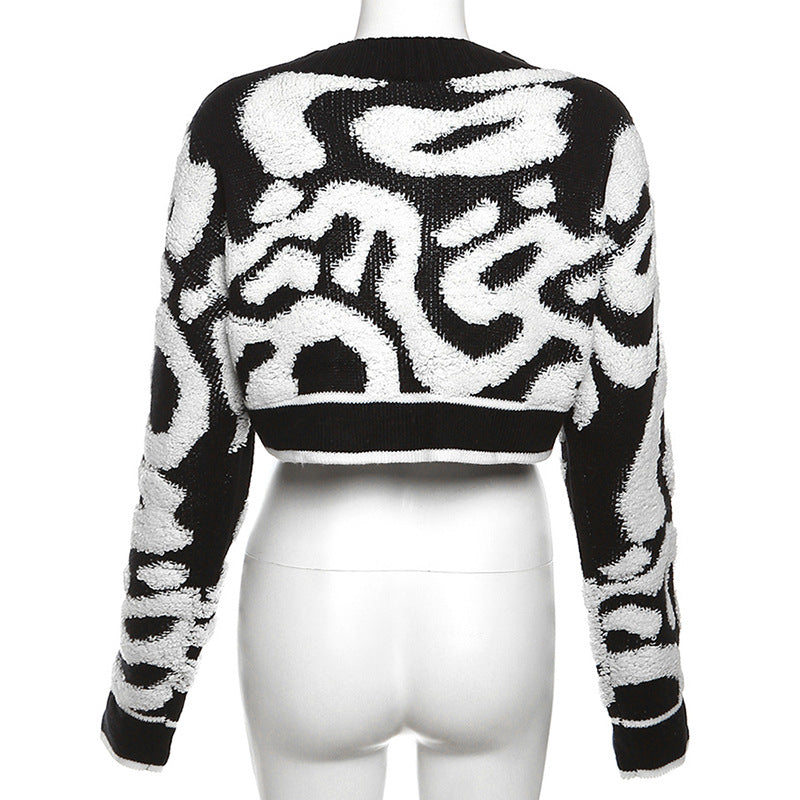 LADIES LONG SLEEVE CROPPED SWEATER / CARDIGAN BLACK / PINK / RED / PURPLE / KHAKI / GREEN / BLUE (SIZE S - L)