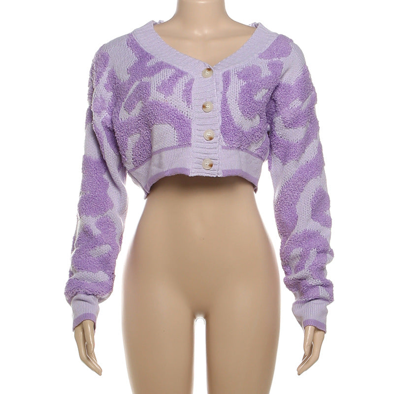 LADIES LONG SLEEVE CROPPED SWEATER / CARDIGAN BLACK / PINK / RED / PURPLE / KHAKI / GREEN / BLUE (SIZE S - L)