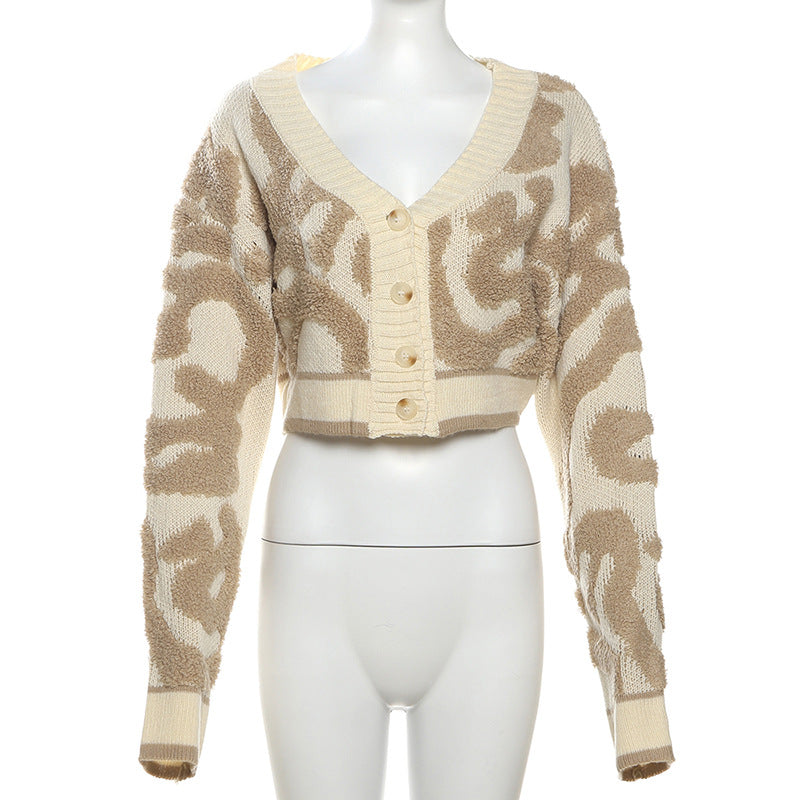 LADIES LONG SLEEVE CROPPED SWEATER / CARDIGAN BLACK / PINK / RED / PURPLE / KHAKI / GREEN / BLUE (SIZE S - L)