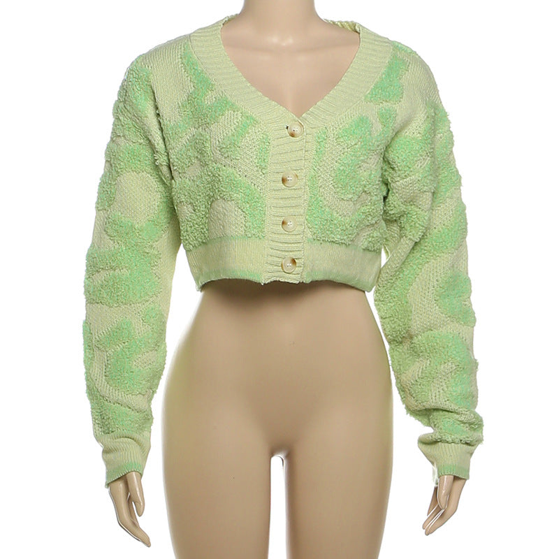 LADIES LONG SLEEVE CROPPED SWEATER / CARDIGAN BLACK / PINK / RED / PURPLE / KHAKI / GREEN / BLUE (SIZE S - L)