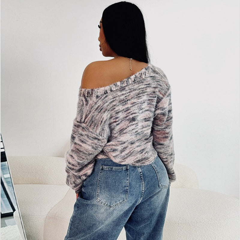 LADIES LONG SLEEVE KNITTED SWEATER GRAY (SIZE S - XL)