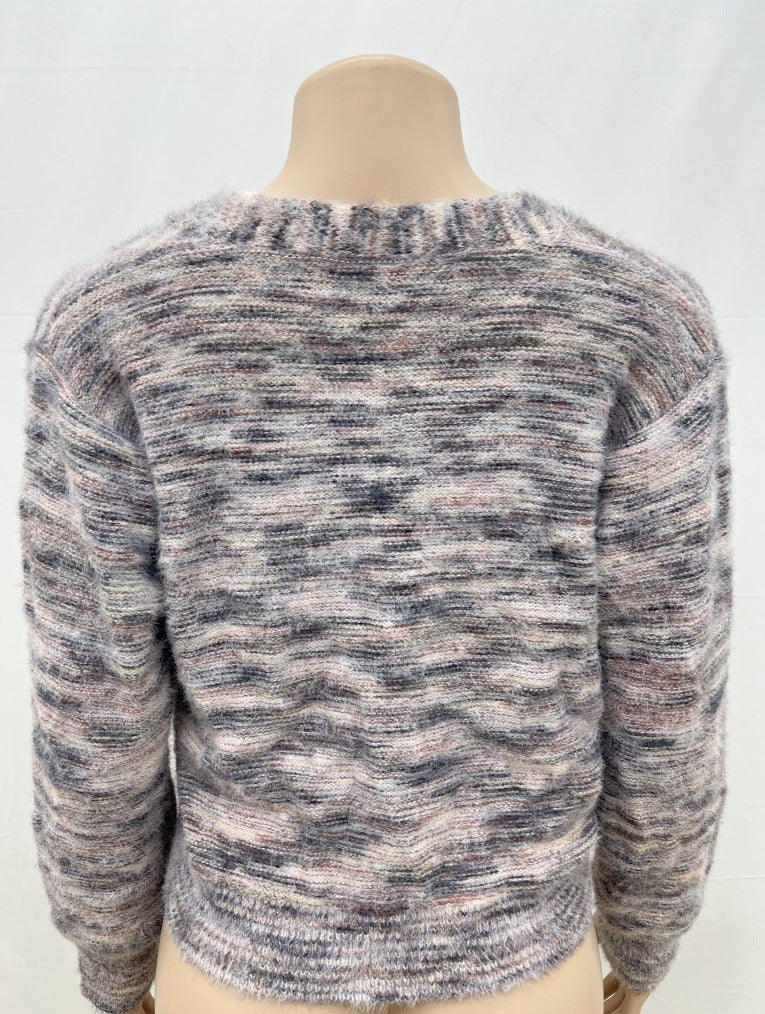 LADIES LONG SLEEVE KNITTED SWEATER GRAY (SIZE S - XL)