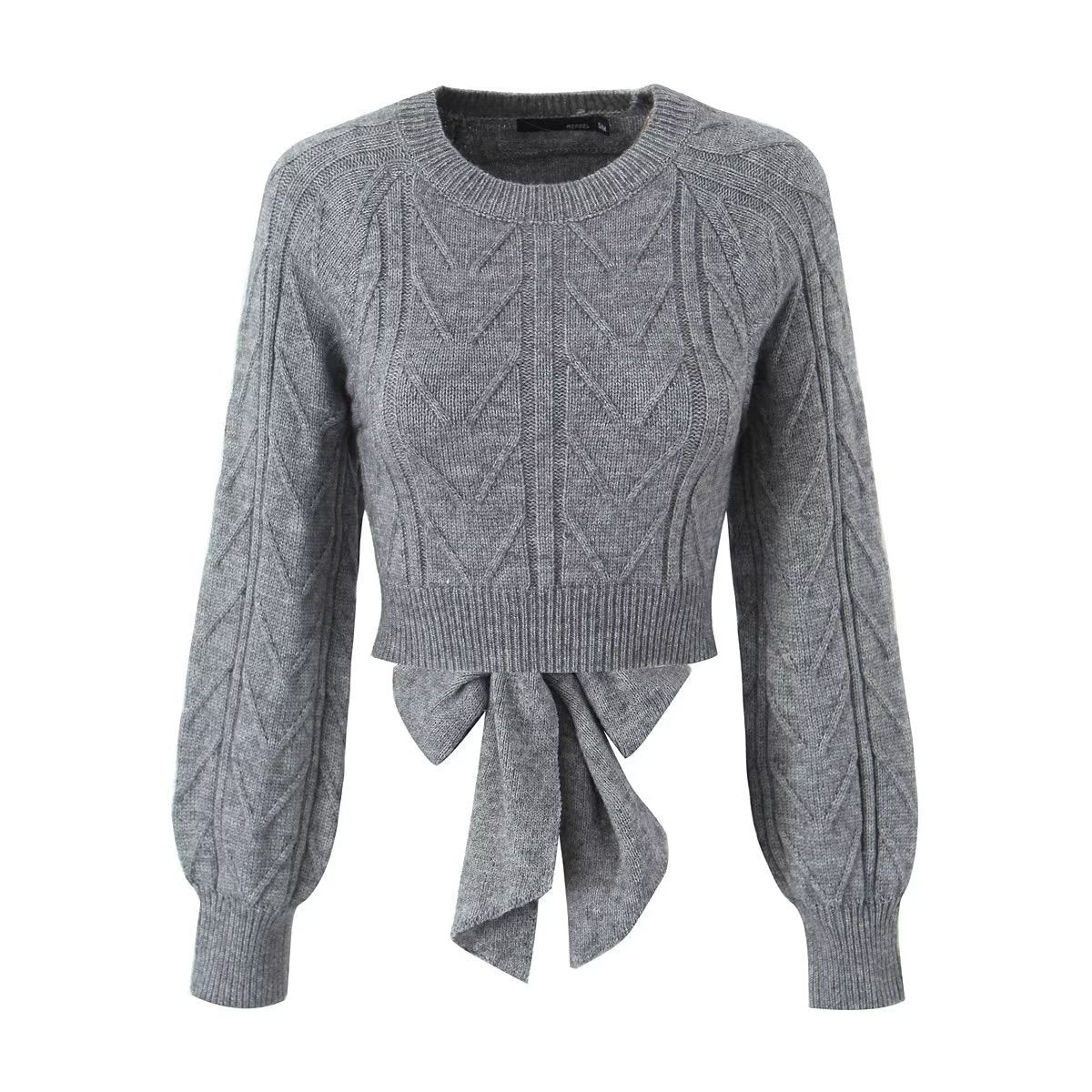 LADIES BACKLESS SWEATER TOP GRAY / WHITE (SIZE S / M)