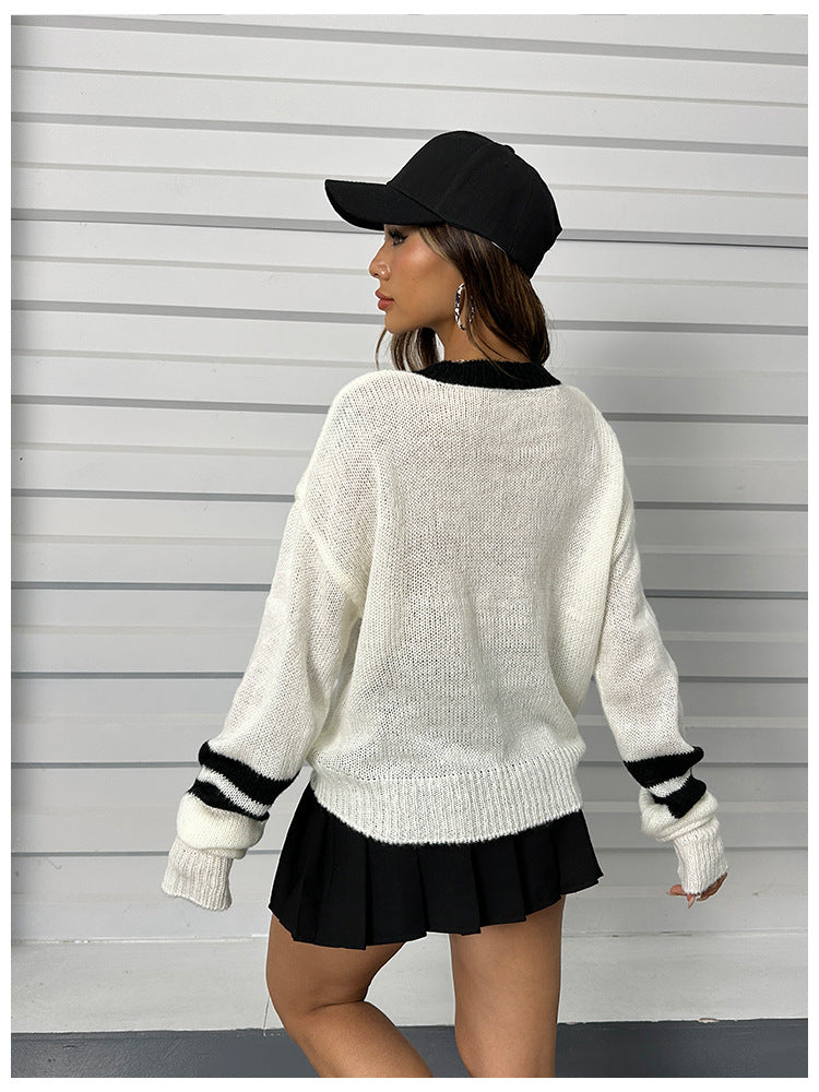 LADIES LONG SLEEVE FAKE PIECE SWEATER (SIZE S - XL)