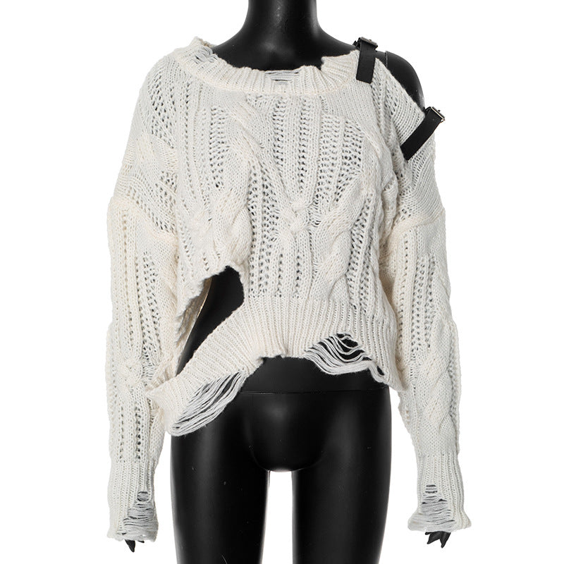 LADIES LONG SLEEVE SWEATER WHITE (SIZE S - L)