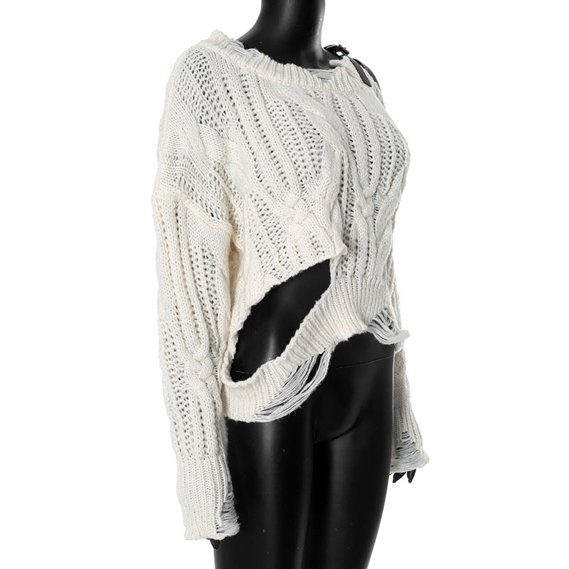LADIES LONG SLEEVE SWEATER WHITE (SIZE S - L)