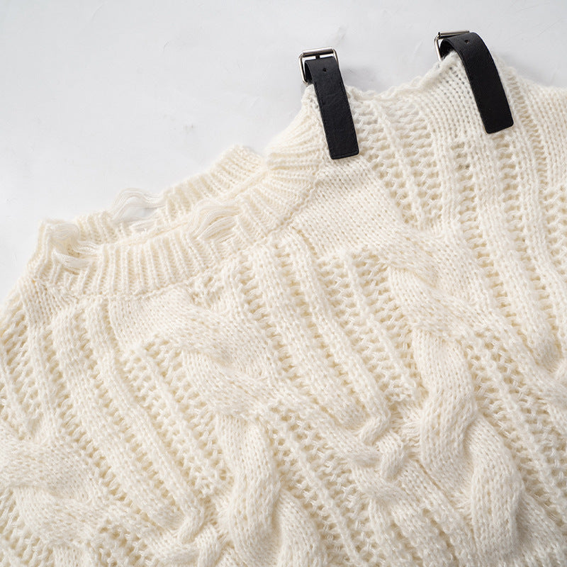 LADIES LONG SLEEVE SWEATER WHITE (SIZE S - L)